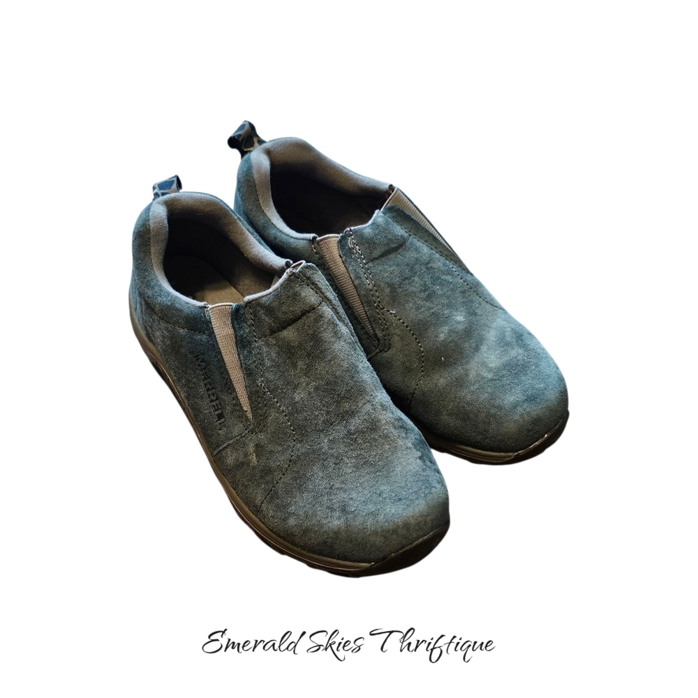 Merrell Kids Jungle Moc Blue Suede Slip On Shoes J95637 Size 5M